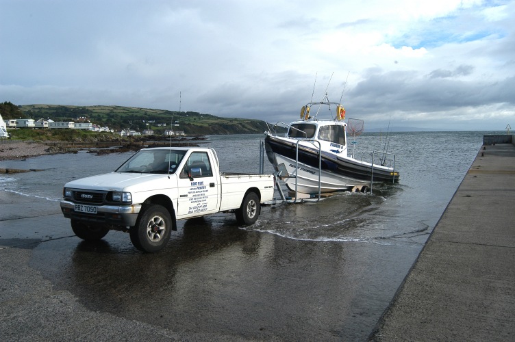 Predator II being launched at Cushendall Predator II being launched at Cushendall